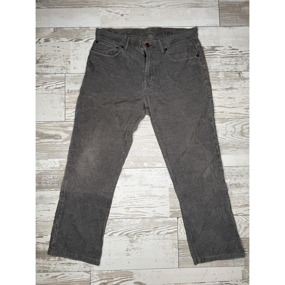 Gap 1969 Pants Mens 31x32 Gray Straight Corduroy Chino 5 Pocket Casual Jeans